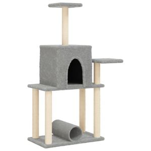 vidaXL Arbre &agrave; chat avec griffoirs en sisal gris clair 122 cm