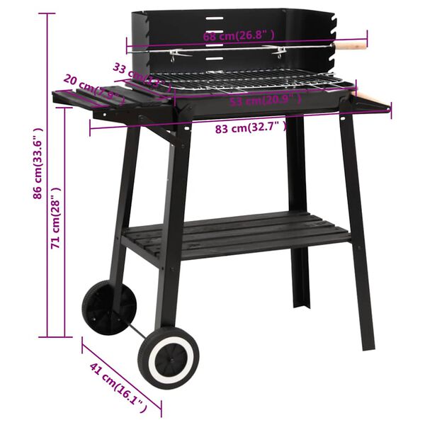 Barbecue Automatique En Acier Inoxydable VidaXL – Gril à Charbon Motorisé, Capacité 40 Kg, 150x46.5x82.5 Cm (moteur 15W, 220-240V)