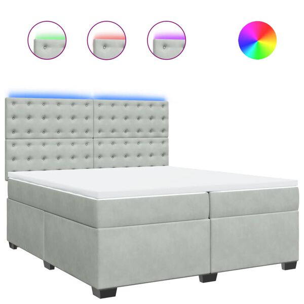 vidaXL Sommier &agrave; lattes de lit et matelas Gris clair 200x200cm Velours