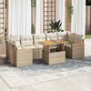 vidaXL Salon de jardin avec coussins 8 pcs beige r&eacute;sine tress&eacute;e acacia