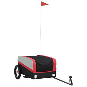 vidaXL Remorque de v&eacute;lo noir et rouge 30 kg fer