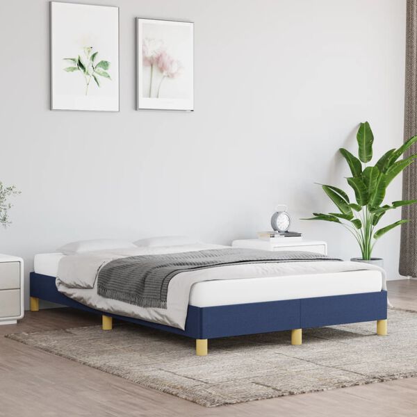 vidaXL Cadre de lit sans matelas bleu 120x190 cm tissu