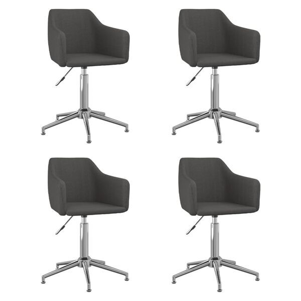 vidaXL Chaises pivotantes &agrave; manger lot de 4 Gris fonc&eacute; Tissu