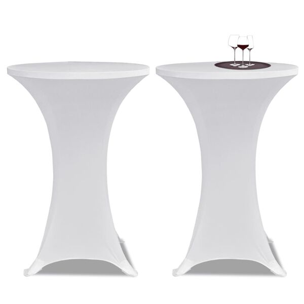 Housse de table &Oslash; 70 cm Blanc extensible 2 pcs