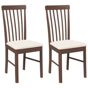 vidaXL Chaises &agrave; manger coussins 2 pcs marron bois massif caoutchouc