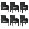 vidaXL Ensemble &agrave; manger de jardin 7 pcs noir r&eacute;sine tress&eacute;e et acier
