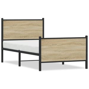 vidaXL Cadre de lit en m&eacute;tal sans matelas ch&ecirc;ne sonoma 90x190 cm