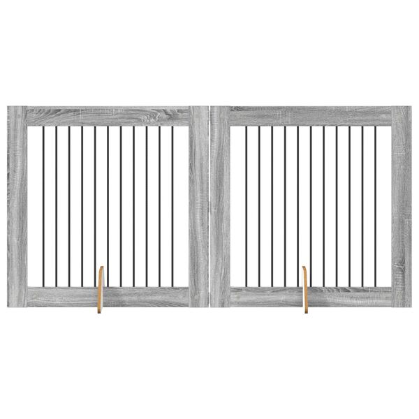 vidaXL Parc pour chien 2 pcs Gris Sonoma 100 x 100 cm Acier galvanis&eacute;