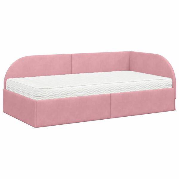 vidaXL Cadre de lit d'angle avec matelas 2 pcs Rose Velours