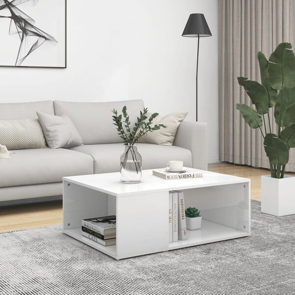 vidaXL Table basse blanc brillant 90x67x33 cm bois d'ingénierie