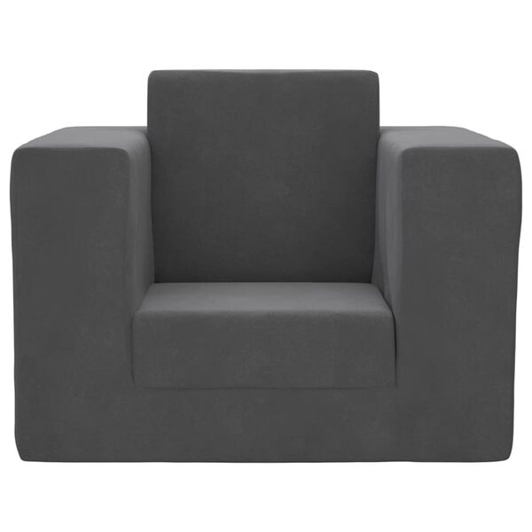 vidaXL Canapé-lit pour enfants Anthracite Peluche douce