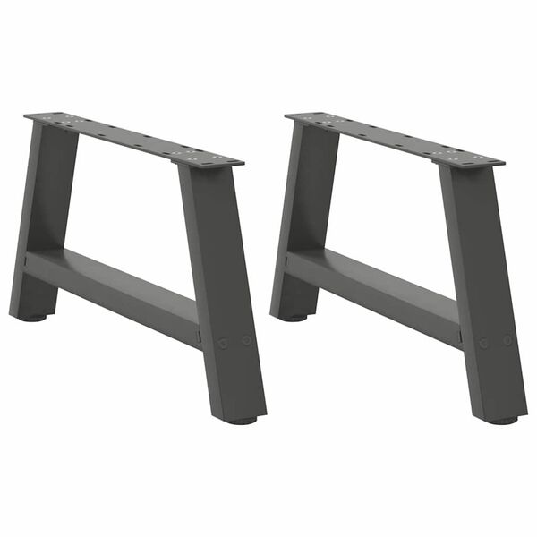 vidaXL Pieds de table basse en forme de A, 2 pi&egrave;ces, anthracite, 60 x (30-31) cm, acier