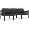 vidaXL Salon de jardin 3 pcs avec coussins Aluminium Anthracite