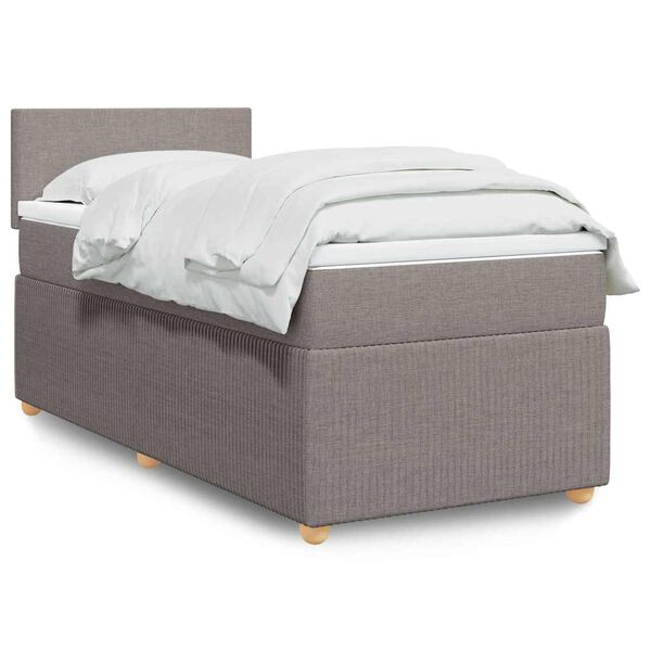 vidaXL Sommier &agrave; lattes de lit avec matelas Taupe 90x190 cm Tissu
