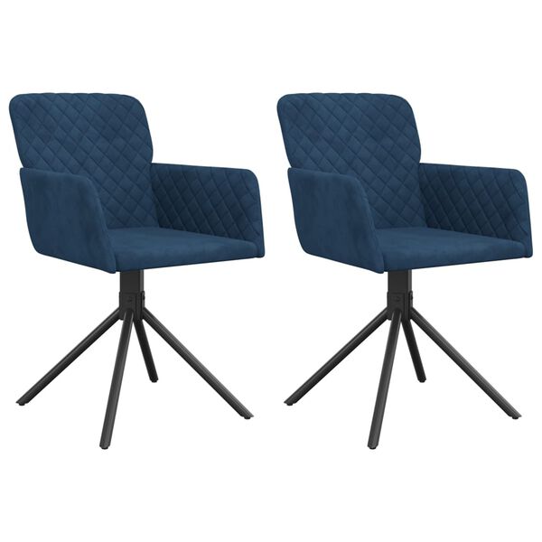 vidaXL Chaises pivotantes &agrave; manger lot de 2 Bleu Velours