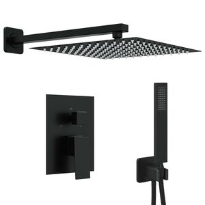 vidaXL Syst&egrave;me de douche dissimul&eacute; (carr&eacute;) Noir Acier Inoxydable 201