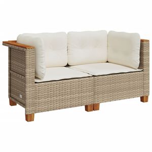 vidaXL Canap&eacute;s d'angle de jardin et coussins 2pcs beige r&eacute;sine tress&eacute;e