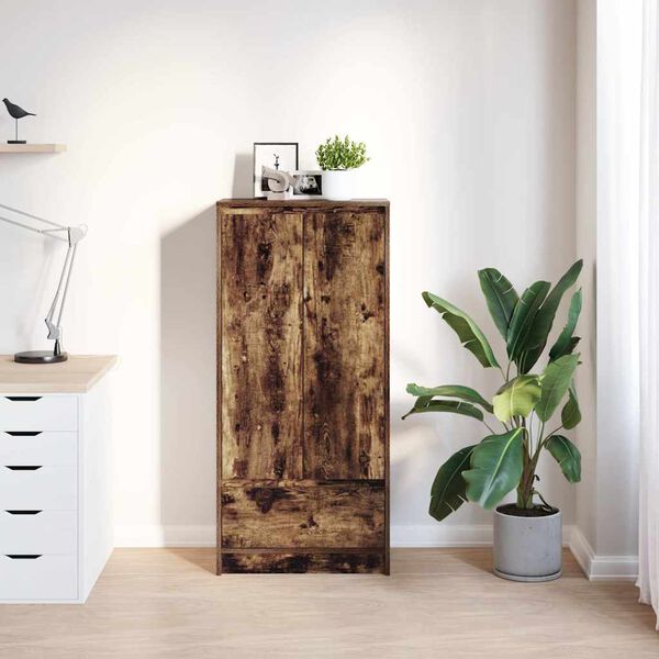 vidaXL Armoire avec tiroir ch&ecirc;ne fum&eacute; 55,5x34x119,5 cm bois ing&eacute;nierie