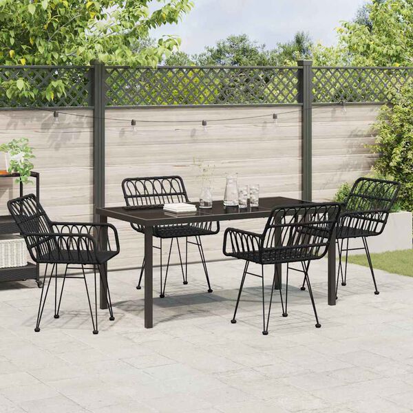 vidaXL Ensemble de salle &agrave; manger pour jardin 5 pcs Noir