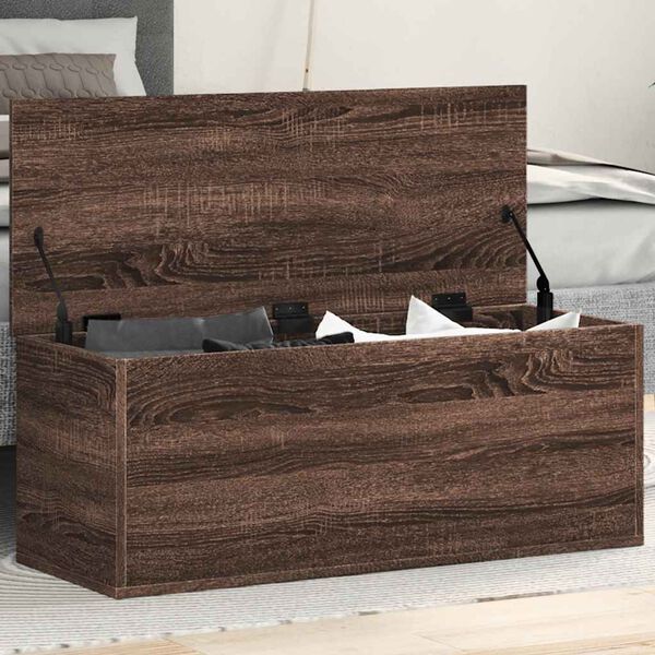 vidaXL Bo&icirc;te de rangement ch&ecirc;ne marron 90x35x35 cm bois d'ing&eacute;nierie
