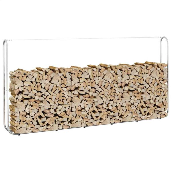 vidaXL Portant de bois de chauffage 300x25x150 cm acier galvanis&eacute;