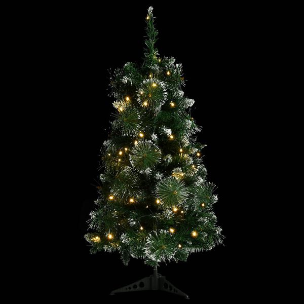 vidaXL Sapin de No&euml;l artificiel pr&eacute;-&eacute;clair&eacute; et supports vert 90 cm PVC