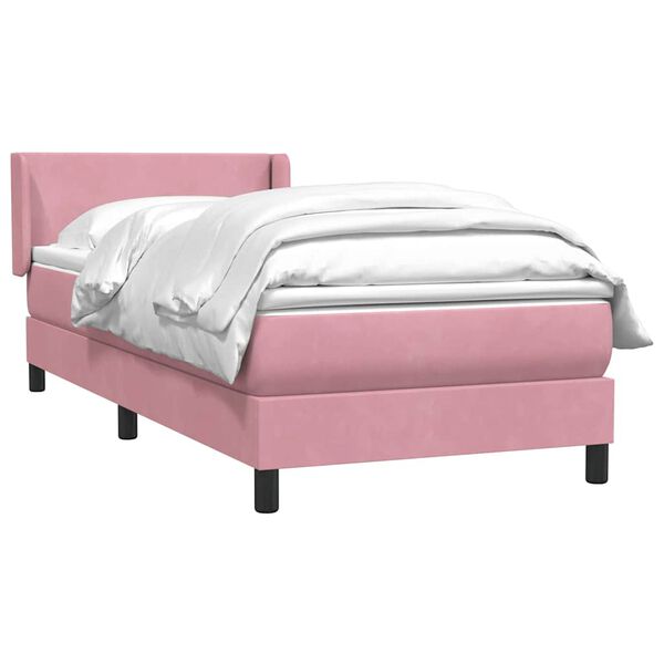 vidaXL Sommier &agrave; lattes de lit avec matelas rose 80x220 cm velours