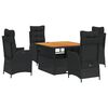 vidaXL Ensemble &agrave; manger de jardin coussins 5pcs Noir R&eacute;sine tress&eacute;e