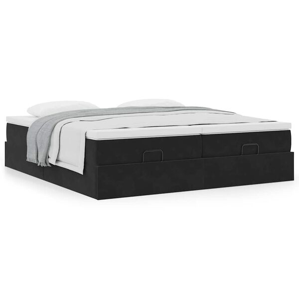 VidaXL Cadre de lit ottoman avec matelas noir 180x200cm velours