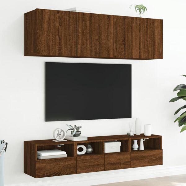 vidaXL Meubles TV muraux 2 pcs ch&ecirc;ne marron 40x30x30cm bois ing&eacute;nierie