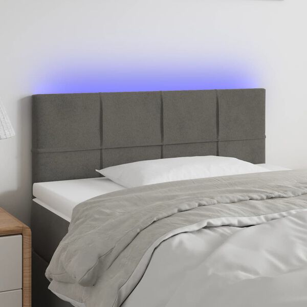 vidaXL T&ecirc;te de lit &agrave; LED Gris fonc&eacute; 80x5x78/88 cm Velours