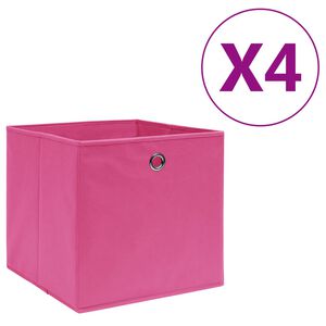 vidaXL Bo&icirc;tes de rangement 4 pcs Tissu intiss&eacute; 28x28x28 cm Rose
