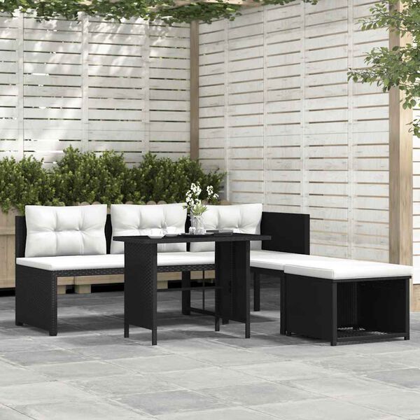 vidaXL Salon de jardin 4 pcs Résine tressée Noir