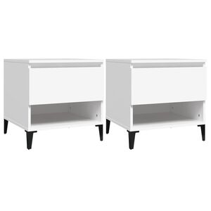 vidaXL Tables d'appoint 2 pcs Blanc 50x46x50 cm Bois d&rsquo;ing&eacute;nierie