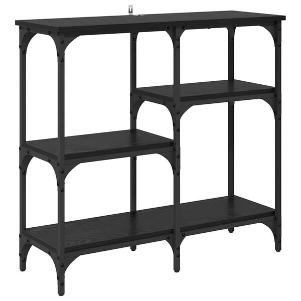 vidaXL Table console Ch&ecirc;ne noir 80 x 29 x 75 cm Bois d'ing&eacute;nierie