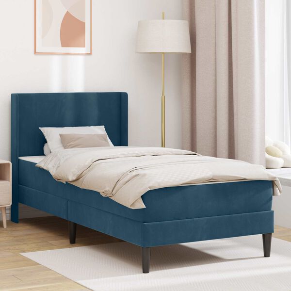 vidaXL Cadre de lit avec matelas Bleu 80 x 200 cm Velours
