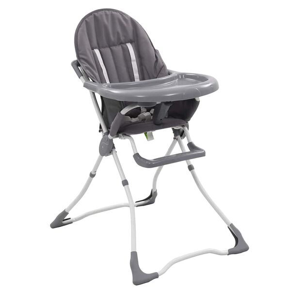 vidaXL Chaise haute pour b&eacute;b&eacute; Gris et blanc