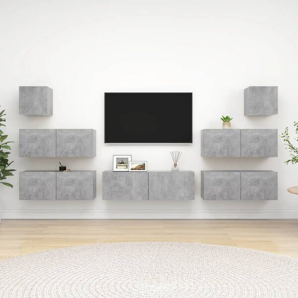 vidaXL Ensemble de meubles TV 7 pcs Gris b&eacute;ton Bois d'ing&eacute;nierie