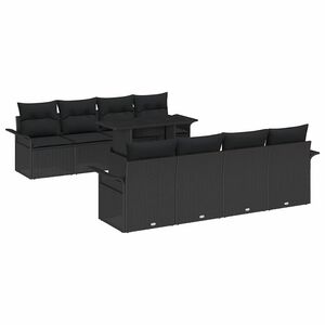 vidaXL Ensemble de canap&eacute; de jardin 9 pc Noir