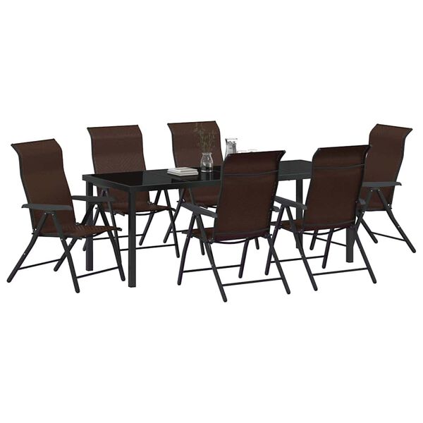 vidaXL Ensemble de salle &agrave; manger pour jardin 7 pcs Marron