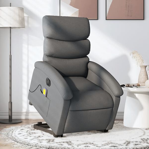 vidaXL Fauteuil inclinable de massage électrique Gris foncé Tissu