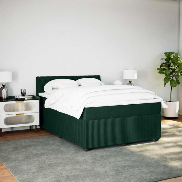 vidaXL Sommier &agrave; lattes de lit et matelas Vert fonc&eacute; 160x200cm Velours