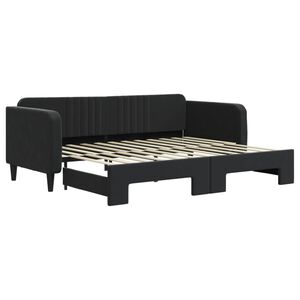 vidaXL Lit de jour avec gigogne sans matelas noir 90x200 cm