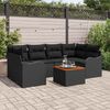 vidaXL Ensemble de canap&eacute; de jardin 7 pcs Noir Poly rotin