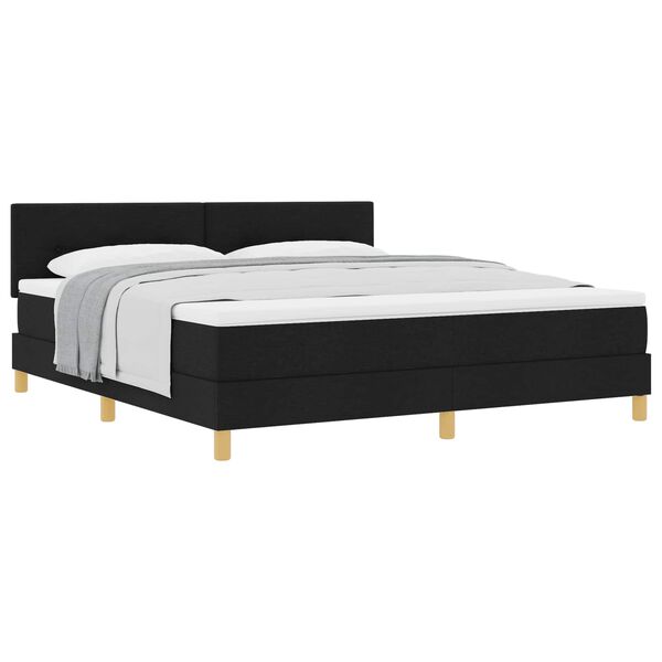 vidaXL Lit &agrave; ressorts avec matelas Noir 180 x 200 cm tissu