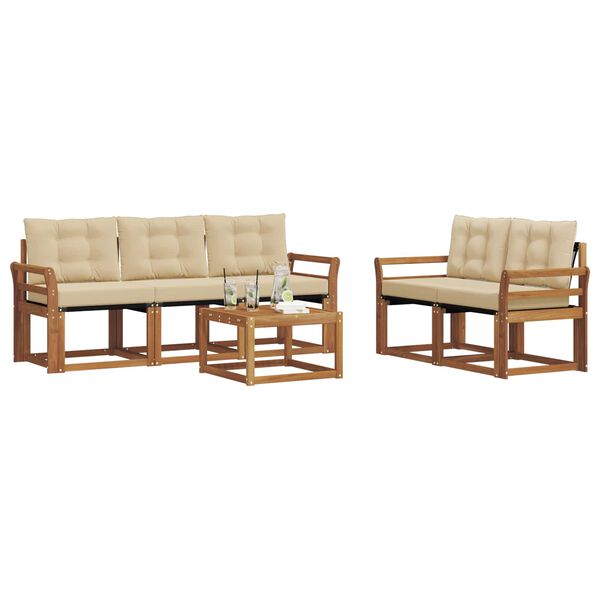 vidaXL Ensemble de canap&eacute;s d'ext&eacute;rieur 6 pcs Naturel et Beige