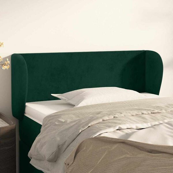 vidaXL T&ecirc;te de lit avec oreilles Vert fonc&eacute; 103x23x78/88 cm Velours