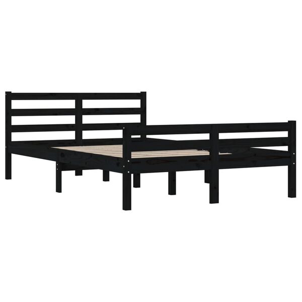 vidaXL Cadre de lit sans matelas noir bois massif 140x190 cm