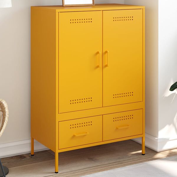 vidaXL Buffet haut jaune moutarde 68x39x101,5 cm acier