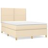 vidaXL Sommier &agrave; lattes de lit avec matelas Cr&egrave;me 140x200 cm Tissu